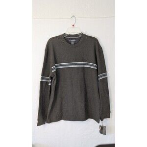 Method Men’s Large Ribbed Pullover Sweatshirt Gray Striped Deadstock Sears Y2K